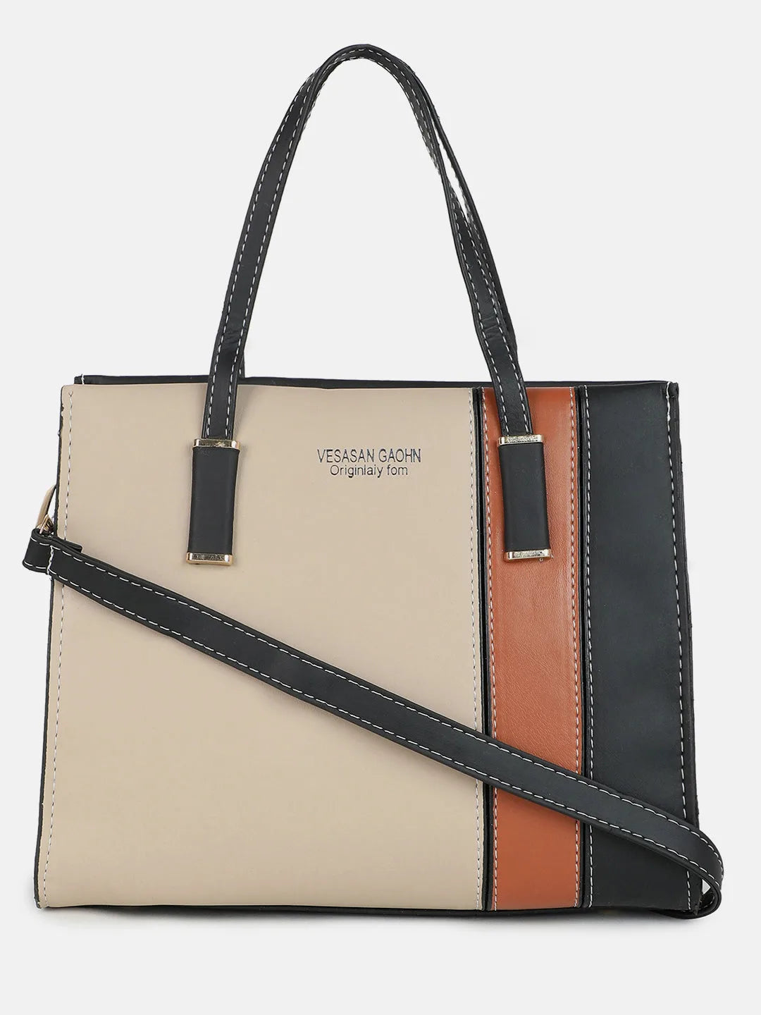 Colour block Hand Bag with Zip Lock