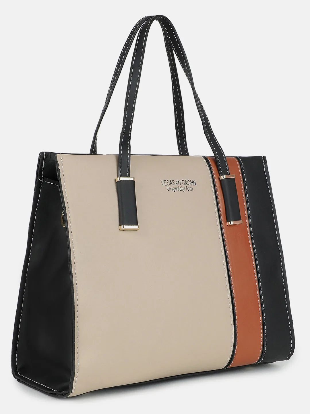 Colour block Hand Bag with Zip Lock