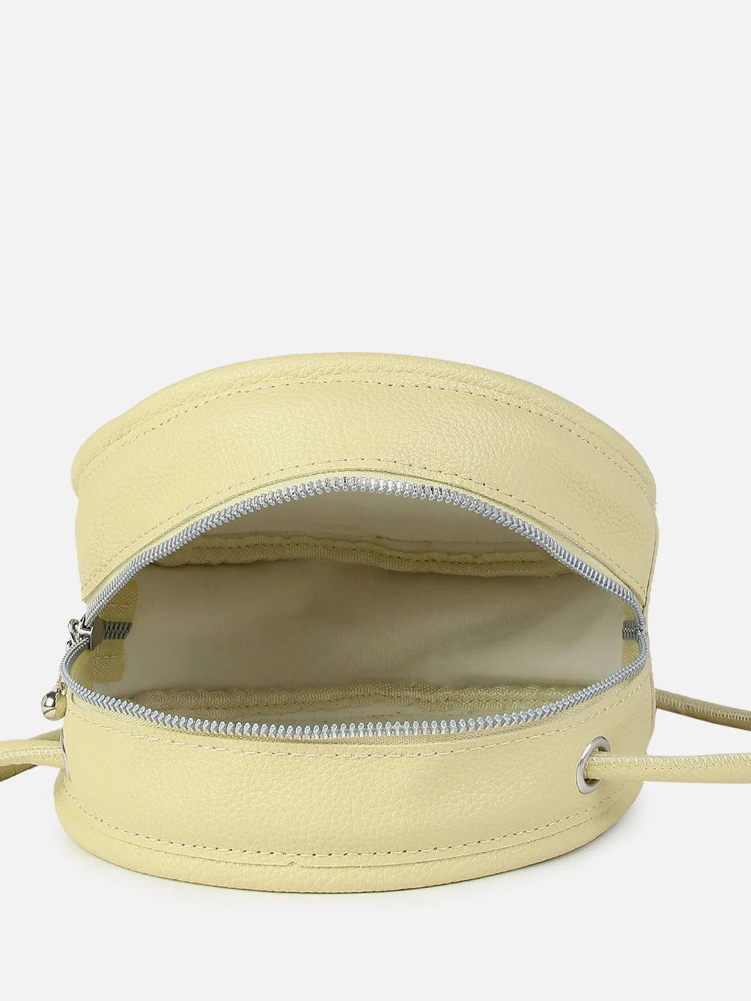 Solid Zip Lock Hand Bag with Round Shape