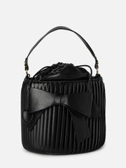 Striped Drawstring Hand Bag with Tie up detail