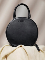 Solid Zip Lock Hand Bag with Round Shape