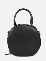 Solid Zip Lock Hand Bag with Round Shape