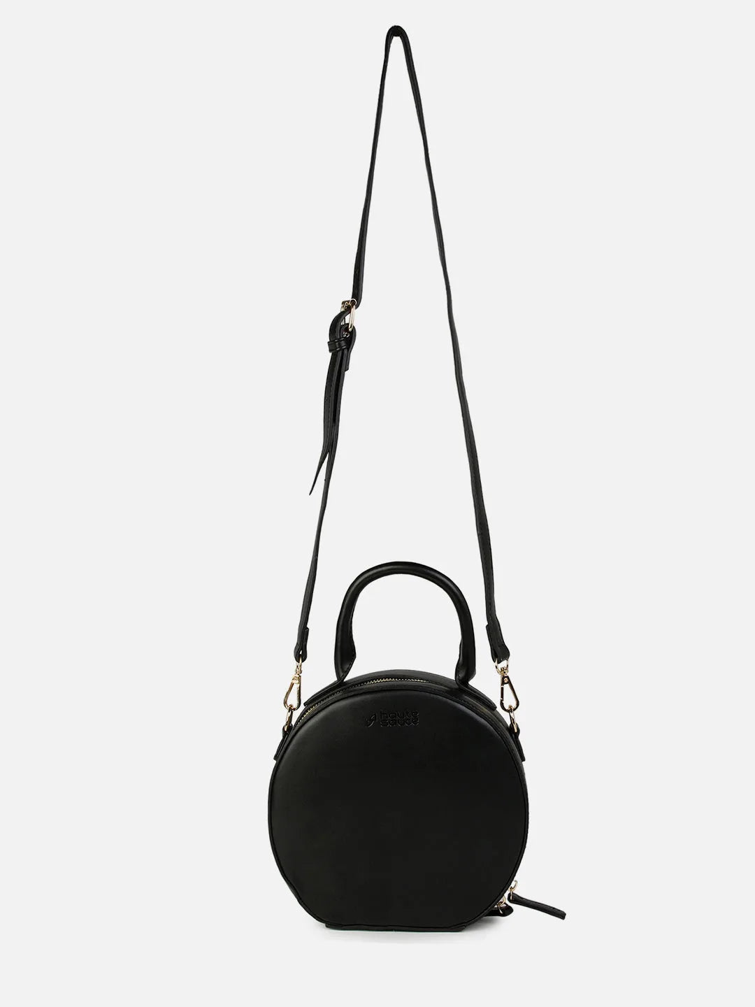 Solid Zip Lock Hand Bag with Round Shape