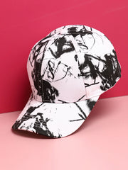 Black & White Tie-Dye Textured Baseball Cap