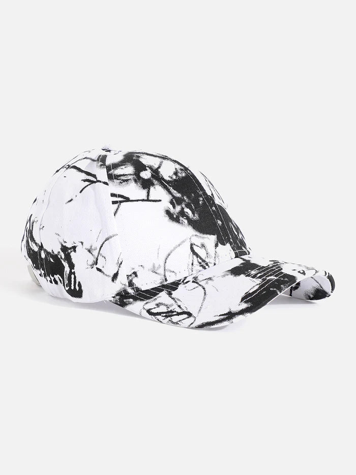 Black & White Tie-Dye Textured Baseball Cap