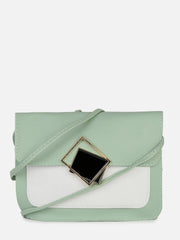 Colour Block Magnet Lock Sling Bag with Buckle detail