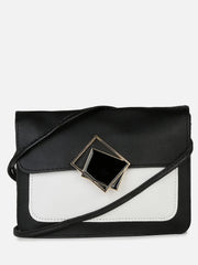 Colour Block Magnet Lock Clutch Bag with Buckle detail