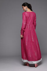 Women Fushia Emboridered Anarkali Kurta