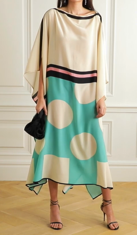 Pastel Satin Silk Kaftan Dress