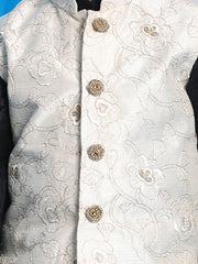 Boys' Gold And Black Jacket, Kurta and Pyjama Set