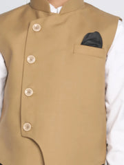 Boys' Beige Cotton Blend Nehru Jacket