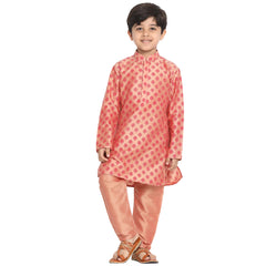 Boys' Pink Cotton Blend Kurta Pyjama Set