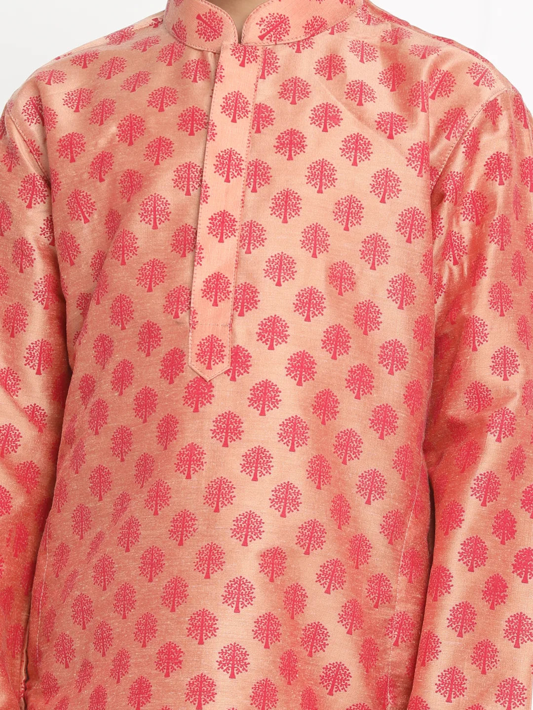 Boys' Pink Cotton Blend Kurta Pyjama Set