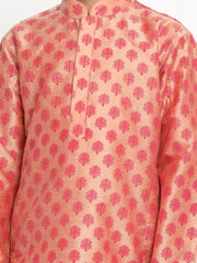 Boys' Pink Cotton Blend Kurta Pyjama Set