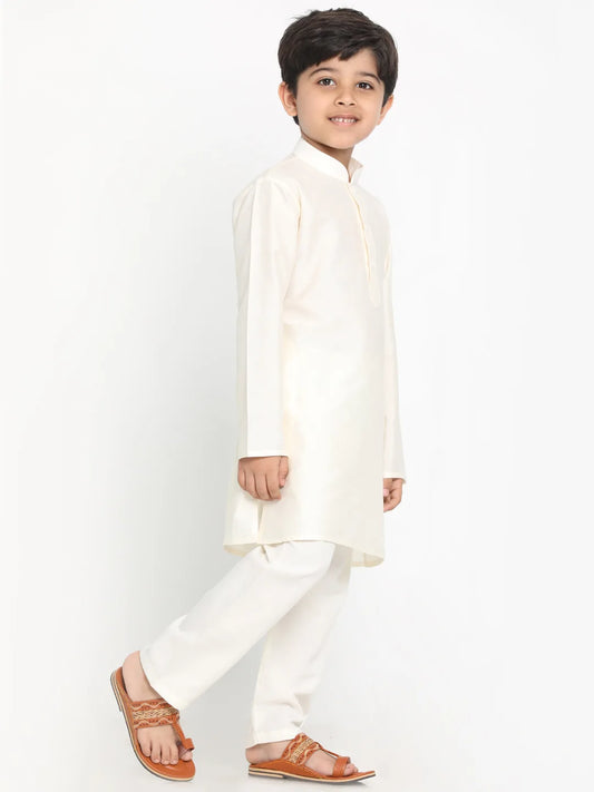 Boys' Cream Kurta Pyjama Set