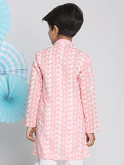 Boys' Chikankari Pink Kurta