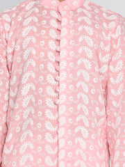 Boys' Chikankari Pink Kurta