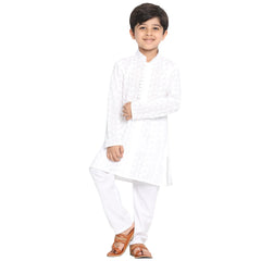 Vastramay - Boys' White Cotton Kurta Pyjama Set