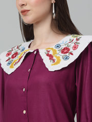 Women's Floral Embroidered A-line  Dress