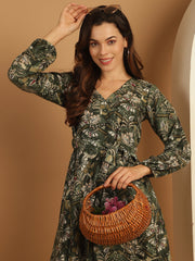 Women's Floral Print Short Western Dress