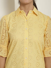 Embroidered Cotton  Dress for Women ( JND 2021Yellow )