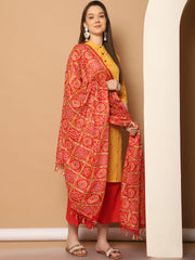 Women Woven Design Kurta with Palazzos & With Dupatta ( JOKPL D37R 1555 Yellow )