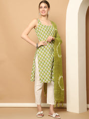 Green printedKurta with pallazos dupatta set ( JOKPL D64G 1563 Green )