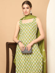 Green printedKurta with pallazos dupatta set ( JOKPL D64G 1563 Green )