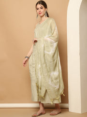 Dobby Green Kurta with Palazzos & With Dupatta ( JOKPL D64P 1561 Pista )