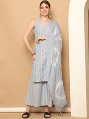 Dobby Blue Kurta with Palazzos & With Dupatta ( JOKPL D64S 1561 Sky )