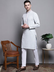 Sequin Embroidered Pure Cotton Kurta with Pyjamas