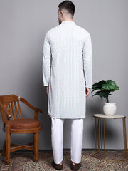 Sequin Embroidered Pure Cotton Kurta with Pyjamas