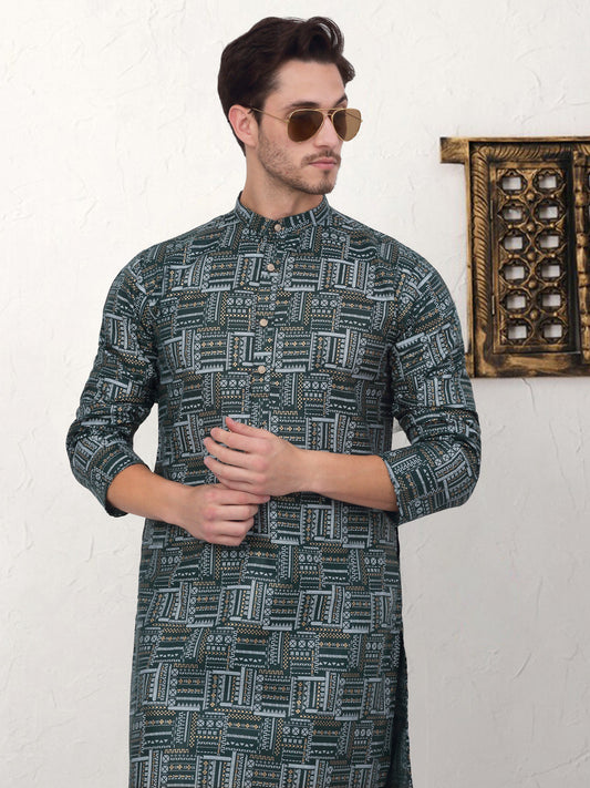 Men's Printed Kurta with Churidar