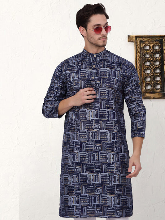 Men's Printed Kurta with Churidar