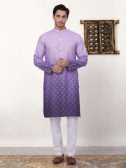 Men's Purple Ombre Printed Kurta Pyjama Set