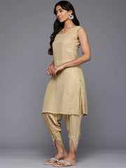 Varanga Women Mustard- Multi Colored Pure Silk Gotta and Mirror Embroidered Kaftan with Dhoti Pants