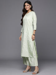 Indo Era Women Striped Sequinned Liva Kurta with Palazzos & With Dupatta