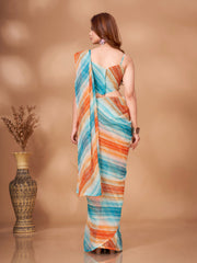 Tikhi Imli - White & Orange Ready To Wear Saree