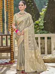 Sangam Prints Satin Silk Woven Work Festival Tassle Saree