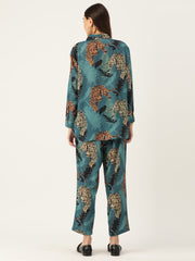 Indo Era blue Printed Silk Blend Co-Ords