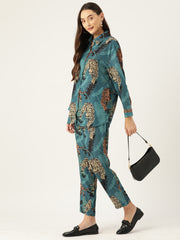 Indo Era blue Printed Silk Blend Co-Ords