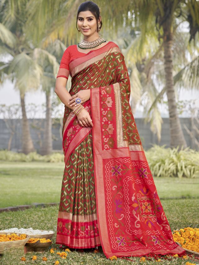 Silk Woven Work Festival Tassle Saree