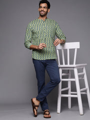 Multicolored Chevron Cotton Straight Kurtas