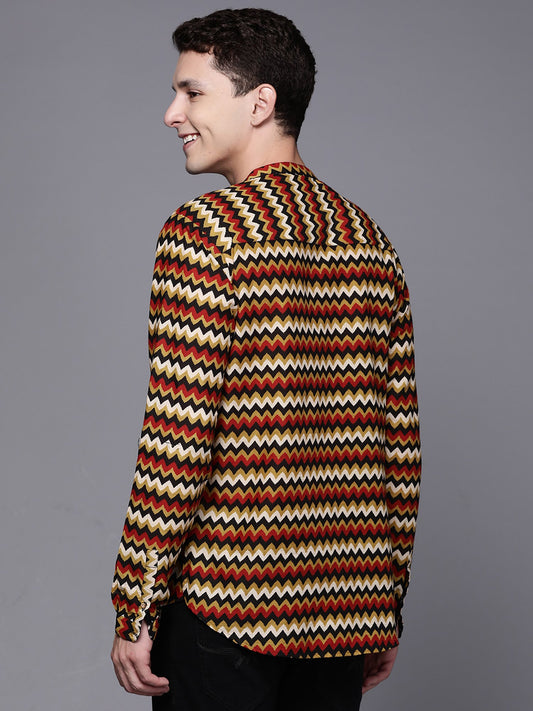 Multicolored Herringbone Cotton Straight Kurtas