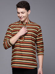 Multicolored Herringbone Cotton Straight Kurtas