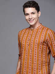 Mustard Ethnic Motifs Cotton Straight Kurtas