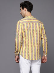 Yellow Printed Cotton Straight Kurtas