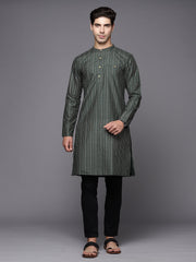 Green Herringbone Cotton Straight Kurtas