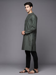 Green Herringbone Cotton Straight Kurtas