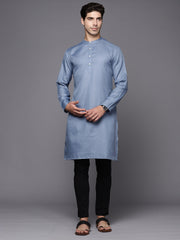 Blue Solid Cotton Straight Kurtas